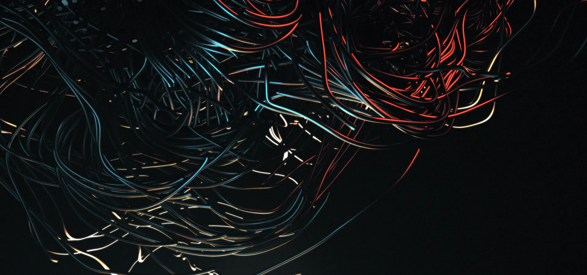 UI/UX Design & Development: abstract flowing lines of light on a dark background