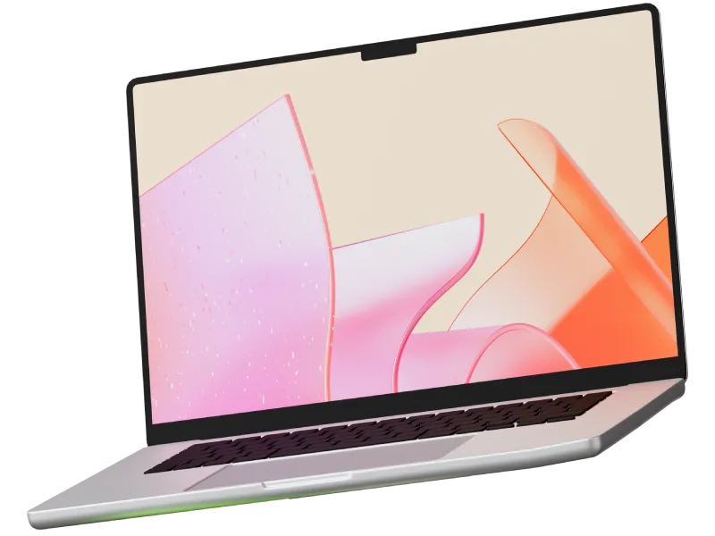 Website design: laptop with a colorful abstract screen