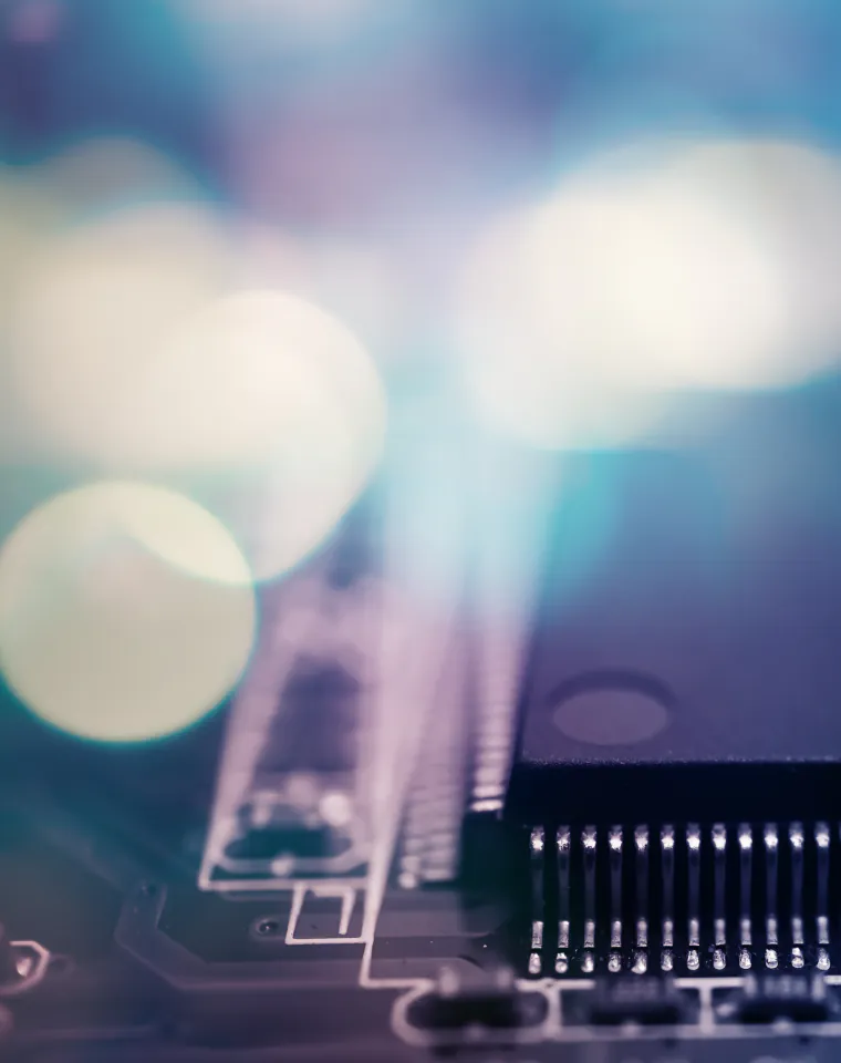 Opportunity & Pipeline Structuring: microchip on a circuit board with soft light