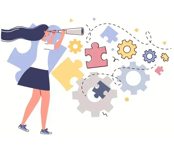 Sales: illustration of a person looking ahead through a telescope