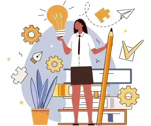 Why should you choose DESSS, a Joomla Consulting Company?: illustration of a professional with ideas, tools and goals